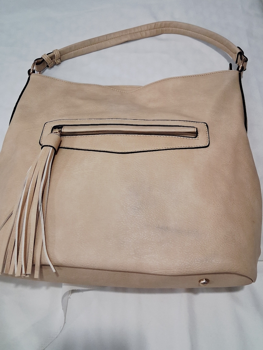 Beige Tassel Hobo Bag - Women